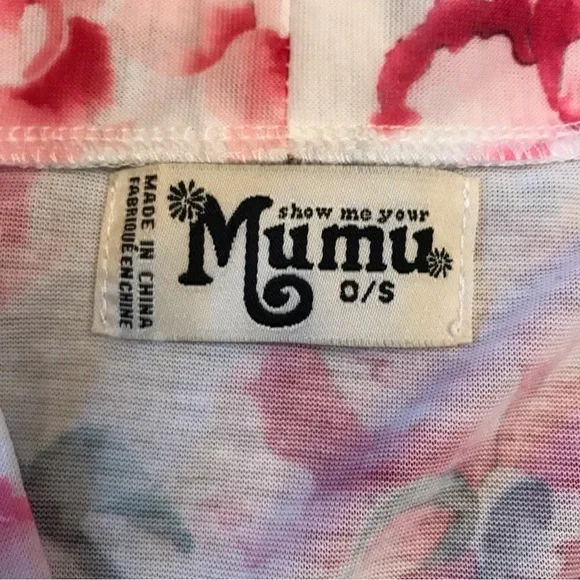 Show Me Your MuMu Floral Kimono Robe One Size Pink White Cottage Garden Blooms - Picture 9 of 10